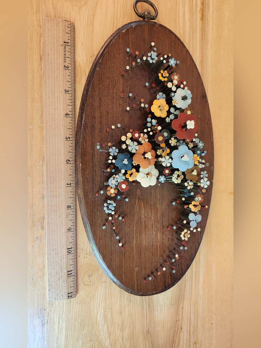 3D Art Vintage Flower Wood Plaque Nail Pop Wall Decor - Picture 6 of 6